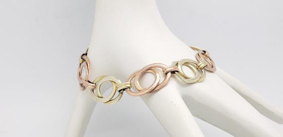 Vintage Solid Sterling Silver Tri-Gold-Filled Tri… - image 8