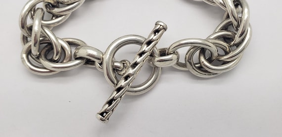 Estate Solid Sterling Silver Large Link Rope Chai… - image 9