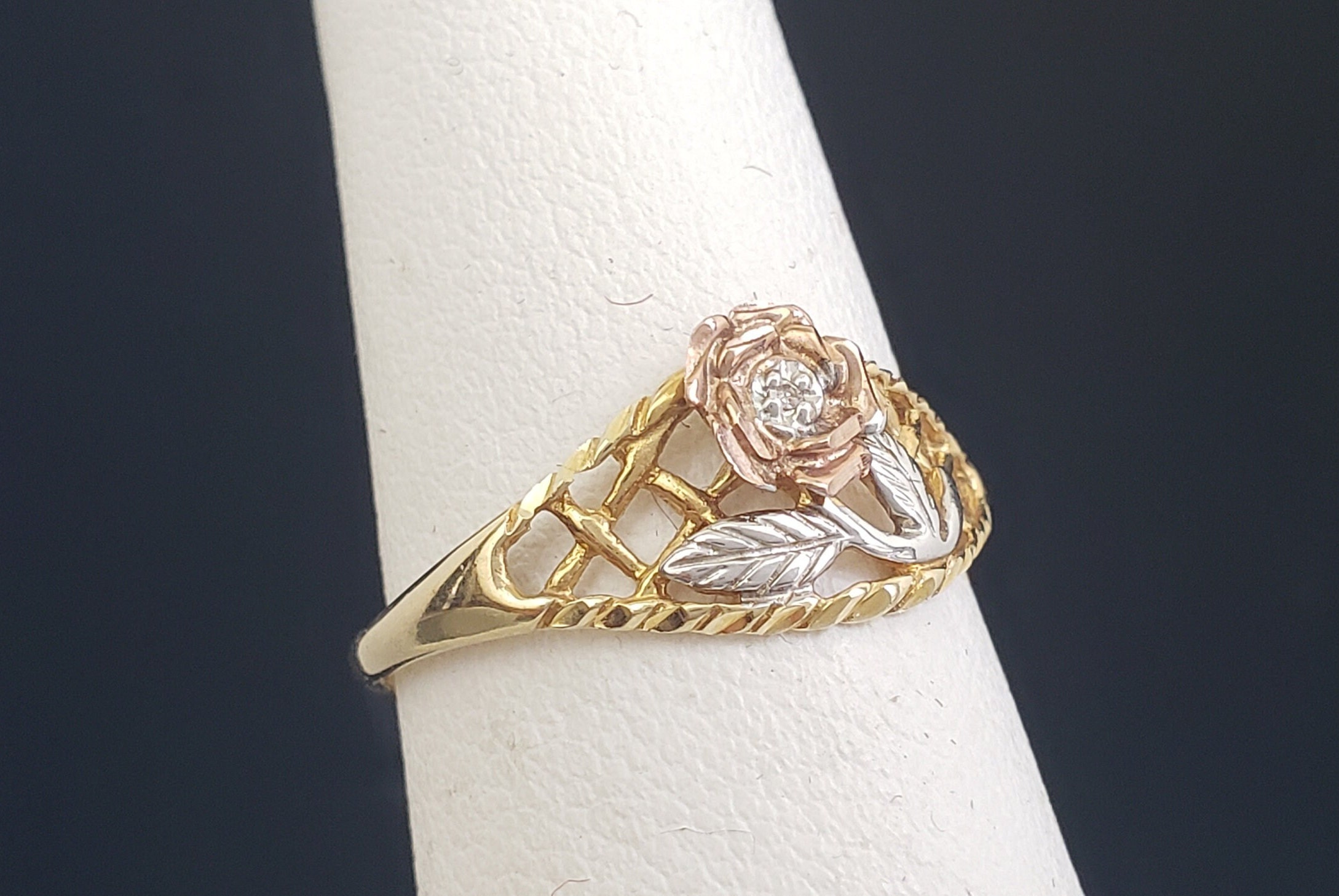 レビュー高評価商品 Yellow Solid 10K JCM Vintage Rose Genuine Gold White & スーツ・フォーマル・ドレス