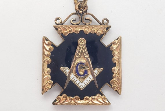 Antique Gold-Filled & Enamel Masonic Emblem Pocke… - image 5