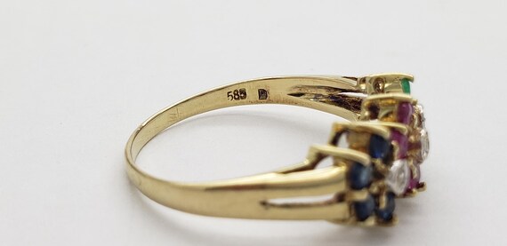 Estate 14K Solid Gold Genuine Emerald Ruby Sapphi… - image 17