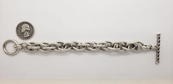 Estate Solid Sterling Silver Large Link Rope Chai… - image 12