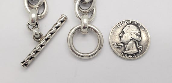 Estate Solid Sterling Silver Large Link Rope Chai… - image 7