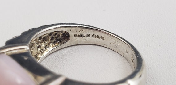 Estate Vintage Half Bezel Set Pink Stone Solid St… - image 9