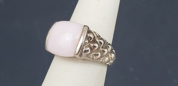 Estate Vintage Half Bezel Set Pink Stone Solid St… - image 5