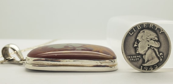 Vintage Large Rectangle Jasper Solid Sterling Sil… - image 7