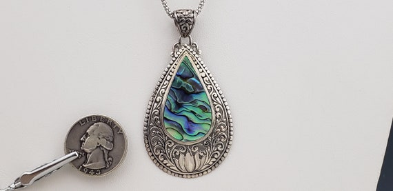 Vintage Solid Sterling Silver Abalone Seashell Te… - image 8