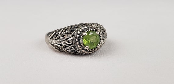 Round Green Peridot Solid Sterling Silver Ring si… - image 8