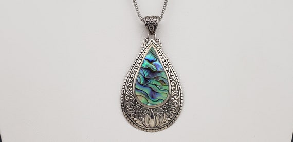 Vintage Solid Sterling Silver Abalone Seashell Te… - image 4
