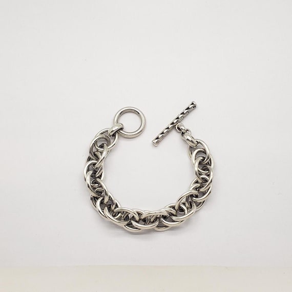 Estate Solid Sterling Silver Large Link Rope Chai… - image 1