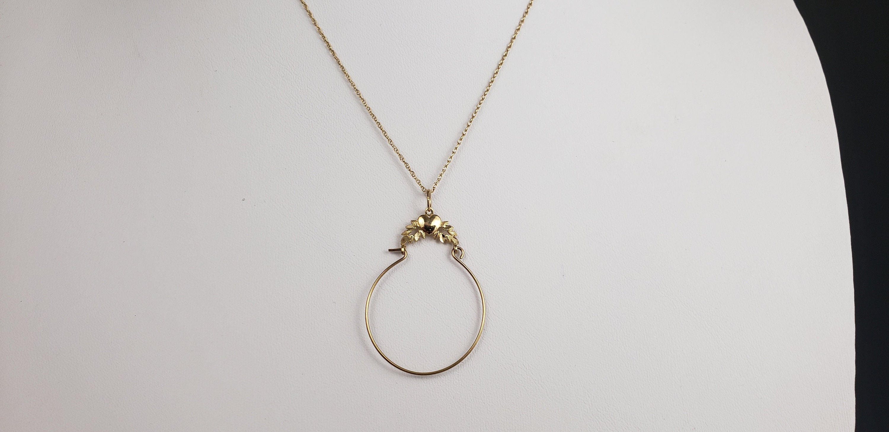 14K Solid Gold Hoop Charm Collector Pendant Crowned w/Heart Etsy