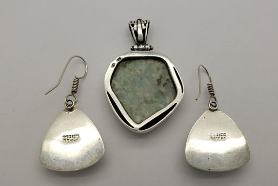 Vintage KL Solid Sterling Silver Blue Larimar Abs… - image 8