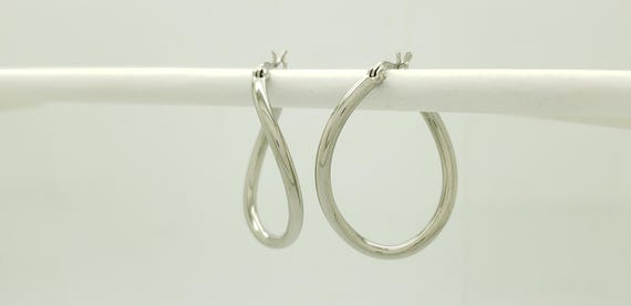 Vintage Solid Sterling Silver Latch Back Curved H… - image 7