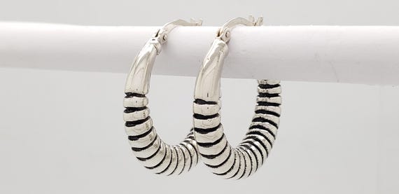 Vintage Solid Sterling Silver Ribbed Beveled Holl… - image 6