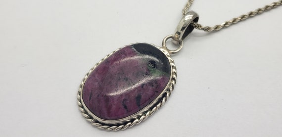 Vintage Ruby Zoisite Solid Sterling Silver Braide… - image 7