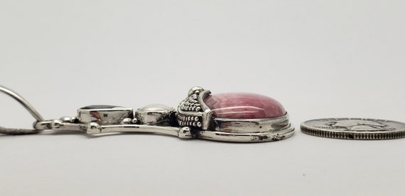 Vintage SAJEN Large Oval Pink Rhodochrosite & Gar… - image 8