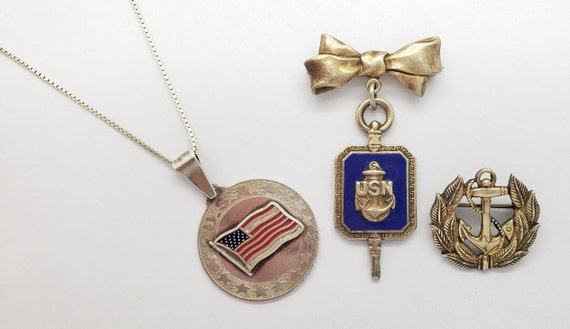 Vintage US NAVY Solid Sterling Silver Ribbon Swee… - image 2