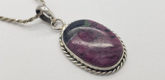 Vintage Ruby Zoisite Solid Sterling Silver Braide… - image 6