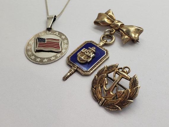 Vintage US NAVY Solid Sterling Silver Ribbon Swee… - image 4