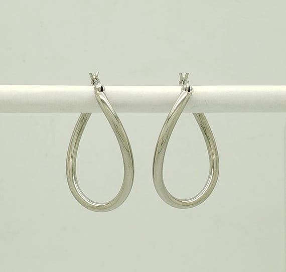 Vintage Solid Sterling Silver Latch Back Curved H… - image 4