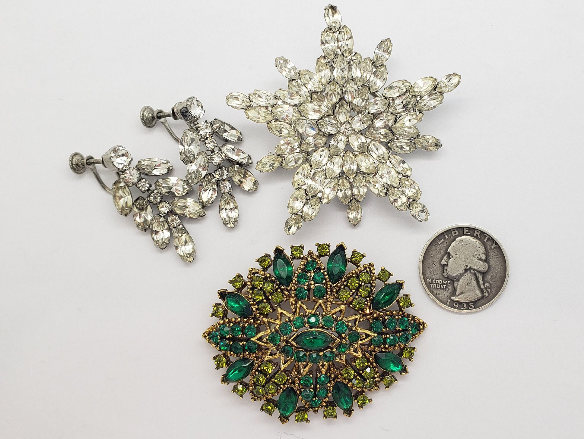 Mid-century WEISS White Navette Rhinestone Starburst Costume