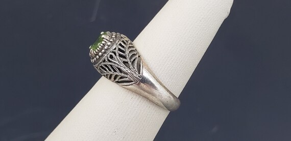 Round Green Peridot Solid Sterling Silver Ring si… - image 5