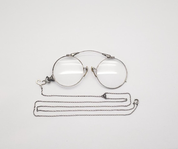 Antique T&P White Gold-filled Pince Nez Eyeglasses Spectacles W