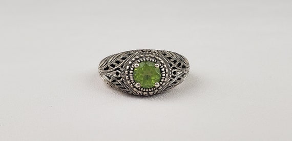 Round Green Peridot Solid Sterling Silver Ring si… - image 7