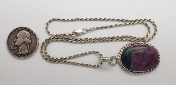 Vintage Ruby Zoisite Solid Sterling Silver Braide… - image 8