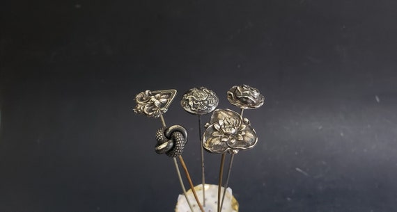 Antique Solid Sterling Silver Repousse Rose Lotus… - image 1