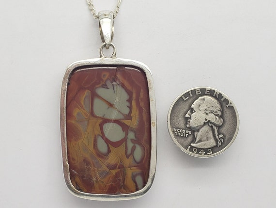 Vintage Large Rectangle Jasper Solid Sterling Sil… - image 6