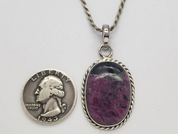 Vintage Ruby Zoisite Solid Sterling Silver Braide… - image 4