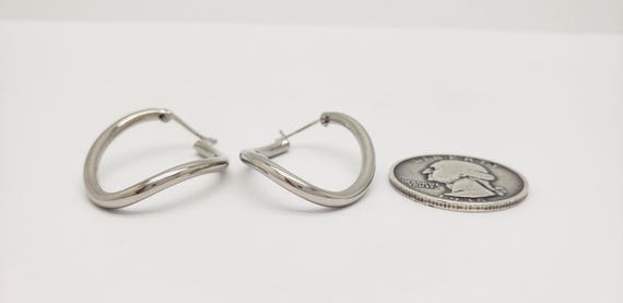 Vintage Solid Sterling Silver Latch Back Curved H… - image 12