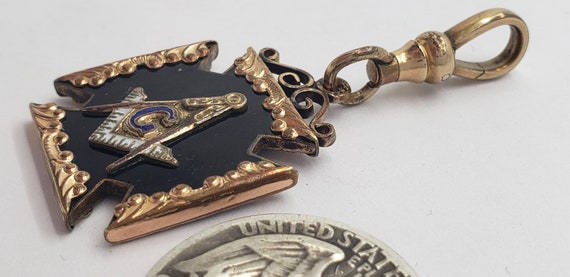 Antique Gold-Filled & Enamel Masonic Emblem Pocke… - image 8