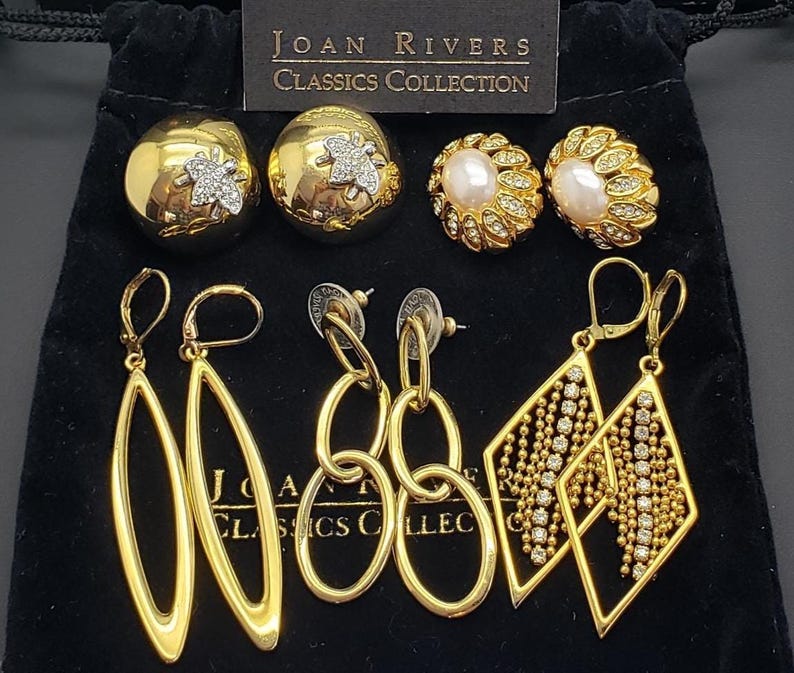 Vintage JOAN RIVERS Classics Collection Lot of 5 Pairs of Gold-tone ...