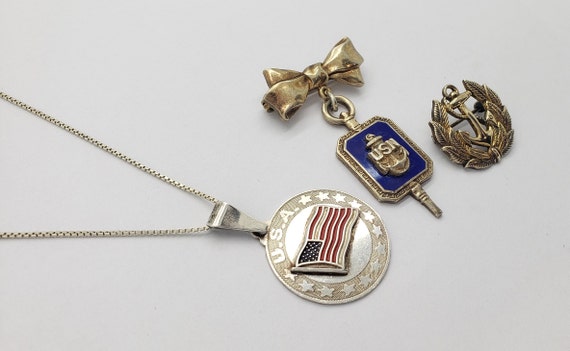 Vintage US NAVY Solid Sterling Silver Ribbon Swee… - image 5