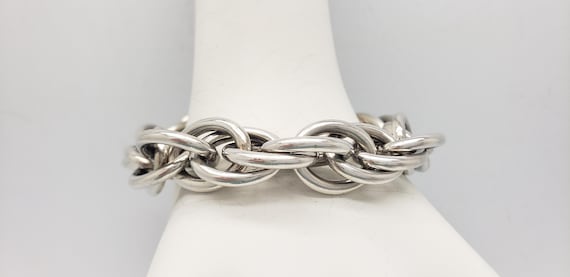 Estate Solid Sterling Silver Large Link Rope Chai… - image 11