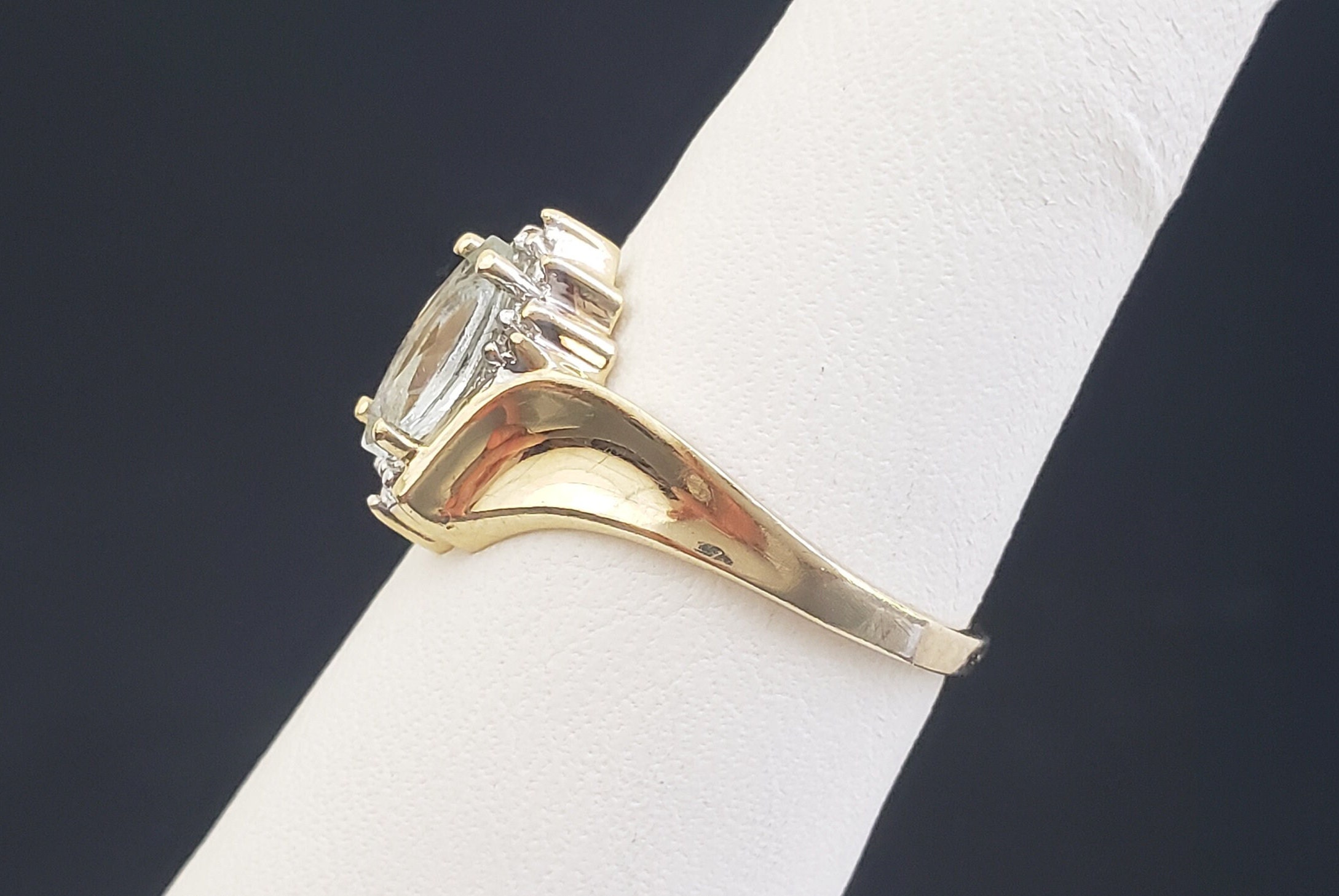 Vintage SAMUEL AARON GTR 10K Solid Gold Genuine Marquise Cut