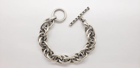 Estate Solid Sterling Silver Large Link Rope Chai… - image 3
