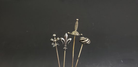 Antique Solid Sterling Silver Ribbon Scepter Fleu… - image 1