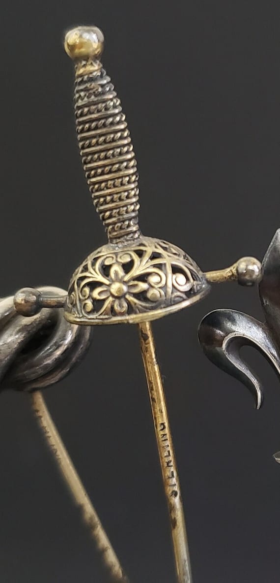 Antique Solid Sterling Silver Ribbon Scepter Fleu… - image 9