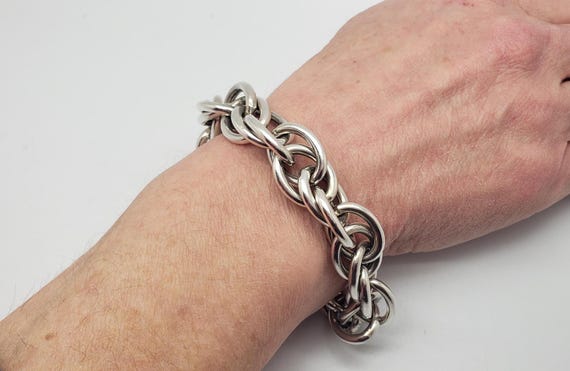 Estate Solid Sterling Silver Large Link Rope Chai… - image 14