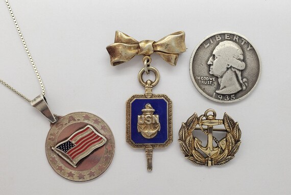 Vintage US NAVY Solid Sterling Silver Ribbon Swee… - image 3