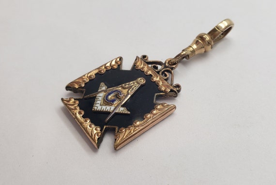 Antique Gold-Filled & Enamel Masonic Emblem Pocke… - image 4