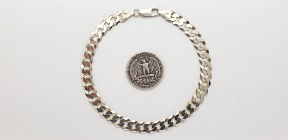 Vintage Italy Solid Sterling Silver Flat Curb Cha… - image 6
