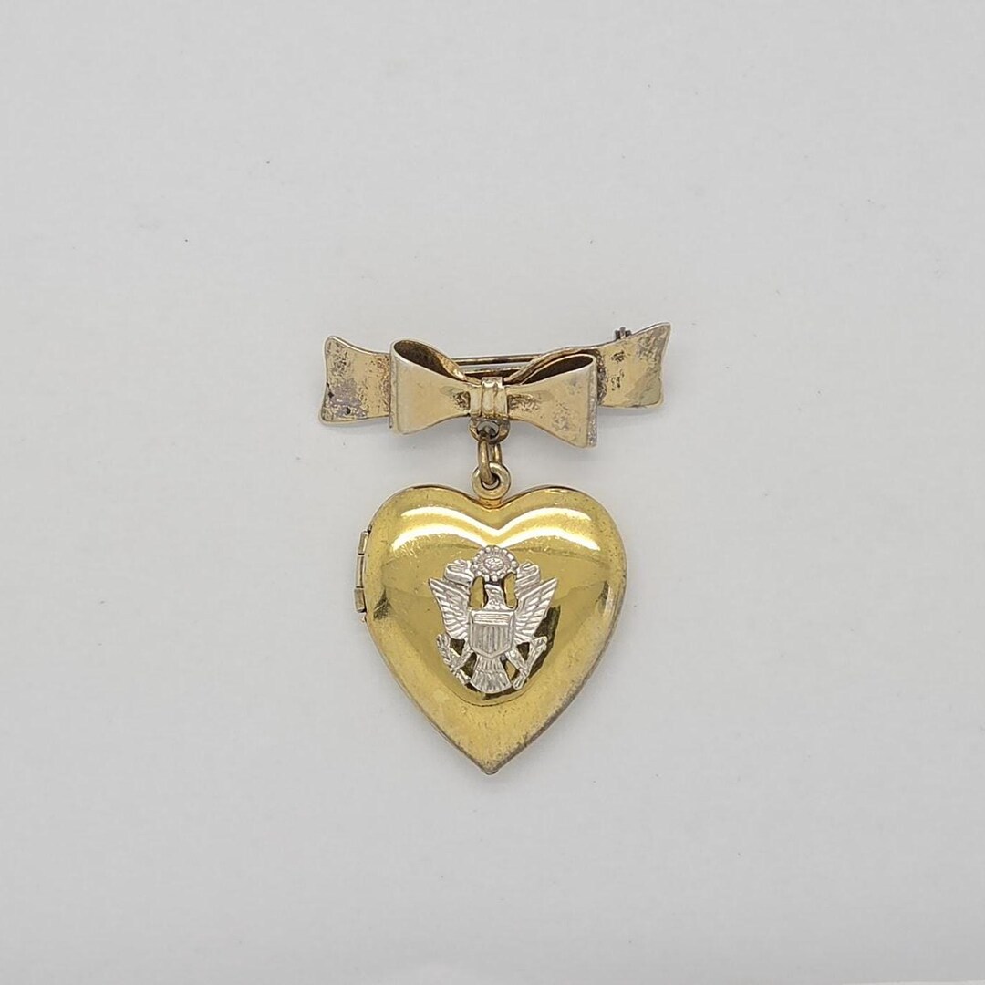 Antique WWII Era U.S Army Sweetheart Photo Locket Ladies Sterling ...