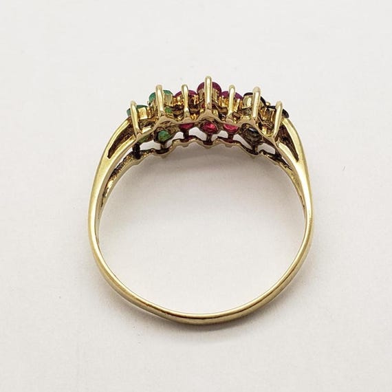 Estate 14K Solid Gold Genuine Emerald Ruby Sapphi… - image 13