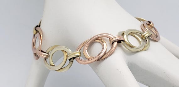 Vintage Solid Sterling Silver Tri-Gold-Filled Tri… - image 9