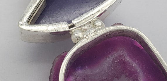 Vintage Purple Charoite & Agate Crystal Solid Ste… - image 6