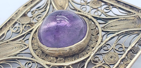 Antique Genuine High Dome Round Cabochon Amethyst… - image 8